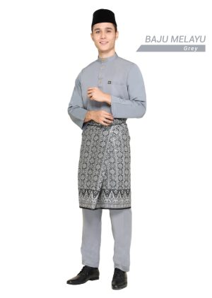 Set- Baju Melayu Al-Habib Grey
