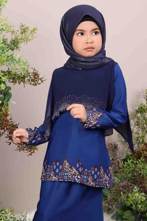 Kurung Seroja Kids Navy Blue