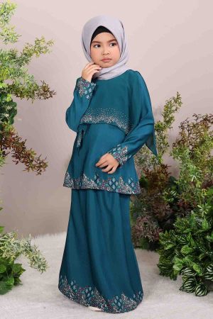 Kurung Seroja Kids Teal Green