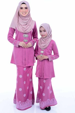 Kebaya Kain Songket Ibu & Anak Dusty Pink (FREE SHAWL)