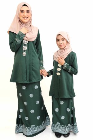 Kebaya Kain Songket Ibu & Anak Emerald Green (FREE SHAWL)