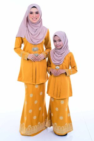 Kebaya Kain Songket Ibu & Anak Mustard (FREE SHAWL)