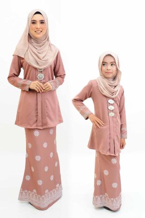 Kebaya Kain Songket Ibu & Anak Rose Gold (FREE SHAWL)