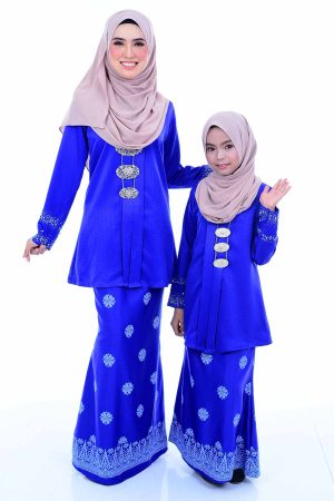 Kebaya Kain Songket Ibu & Anak Royal Blue (FREE SHAWL)