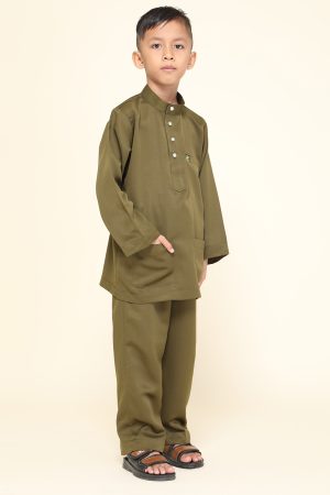 Baju Melayu Kids Olive Green