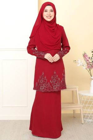 Kurung Alina Maroon