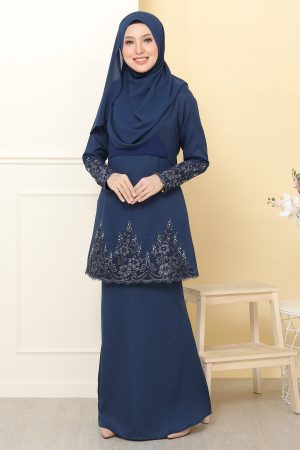 Kurung Alina Navy Blue