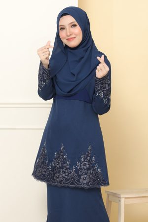 Kurung Alina Navy Blue