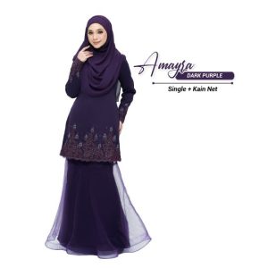 Kurung Amayra Dark Purple ( Add ons kain net )