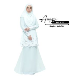 Kurung Amayra Off White + Lace White (Add ons kain net )