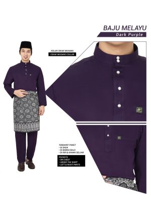 Set- Baju Melayu Al-Habib Dark Purple