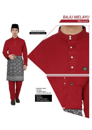 Set- Baju Melayu Al-Habib Maroon