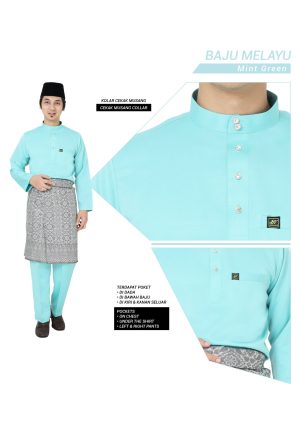 Set- Baju Melayu Al-Habib Mint Green