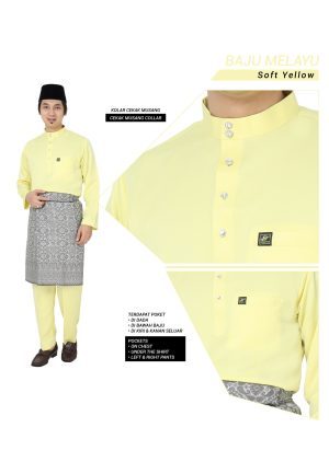 Baju Melayu Sakura Soft Yellow