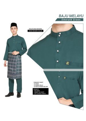 Set- Baju Melayu Al-Habib Emerald Green