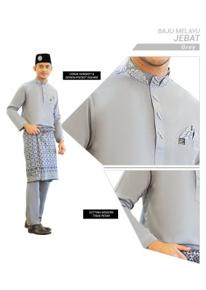 Set- Baju Melayu Jebat Grey