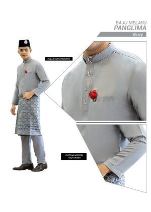 Set- Baju Melayu Panglima Grey