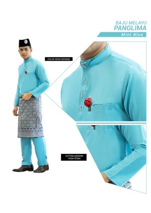 Set- Baju Melayu Panglima Mint Blue