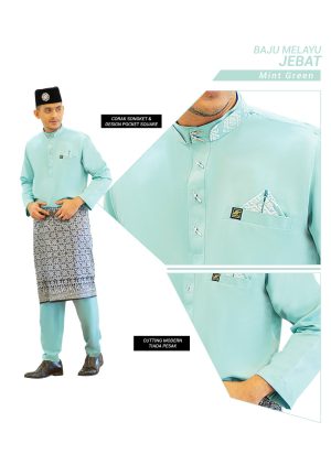 Set- Baju Melayu Jebat Mint Green