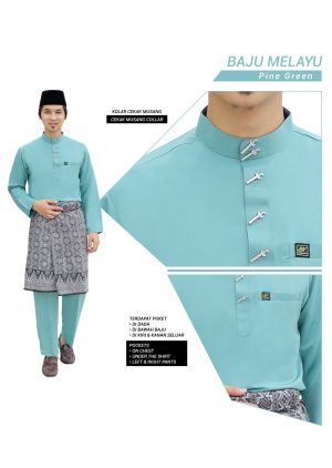 Set- Baju Melayu Al-Habib Pine Green