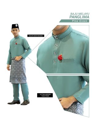 Set- Baju Melayu Panglima Pine Green