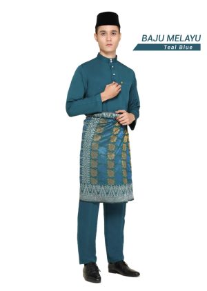 Baju Melayu Sakura Teal Blue