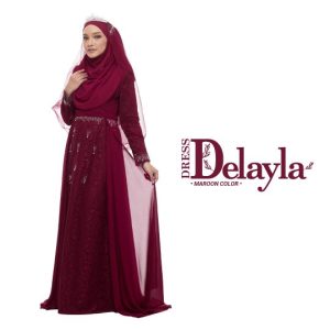 Dress Delayla  Premium Maroon
