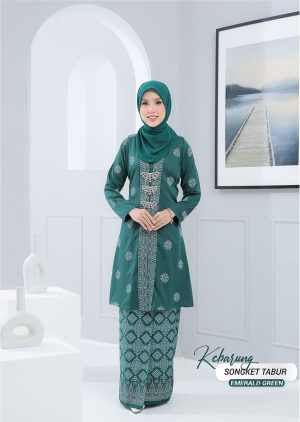 Kebarung Songket Emerald Green