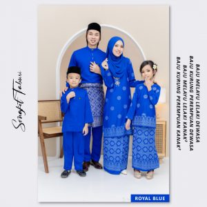SET FAMILY KURUNG SONGKET TABUR ROYAL BLUE