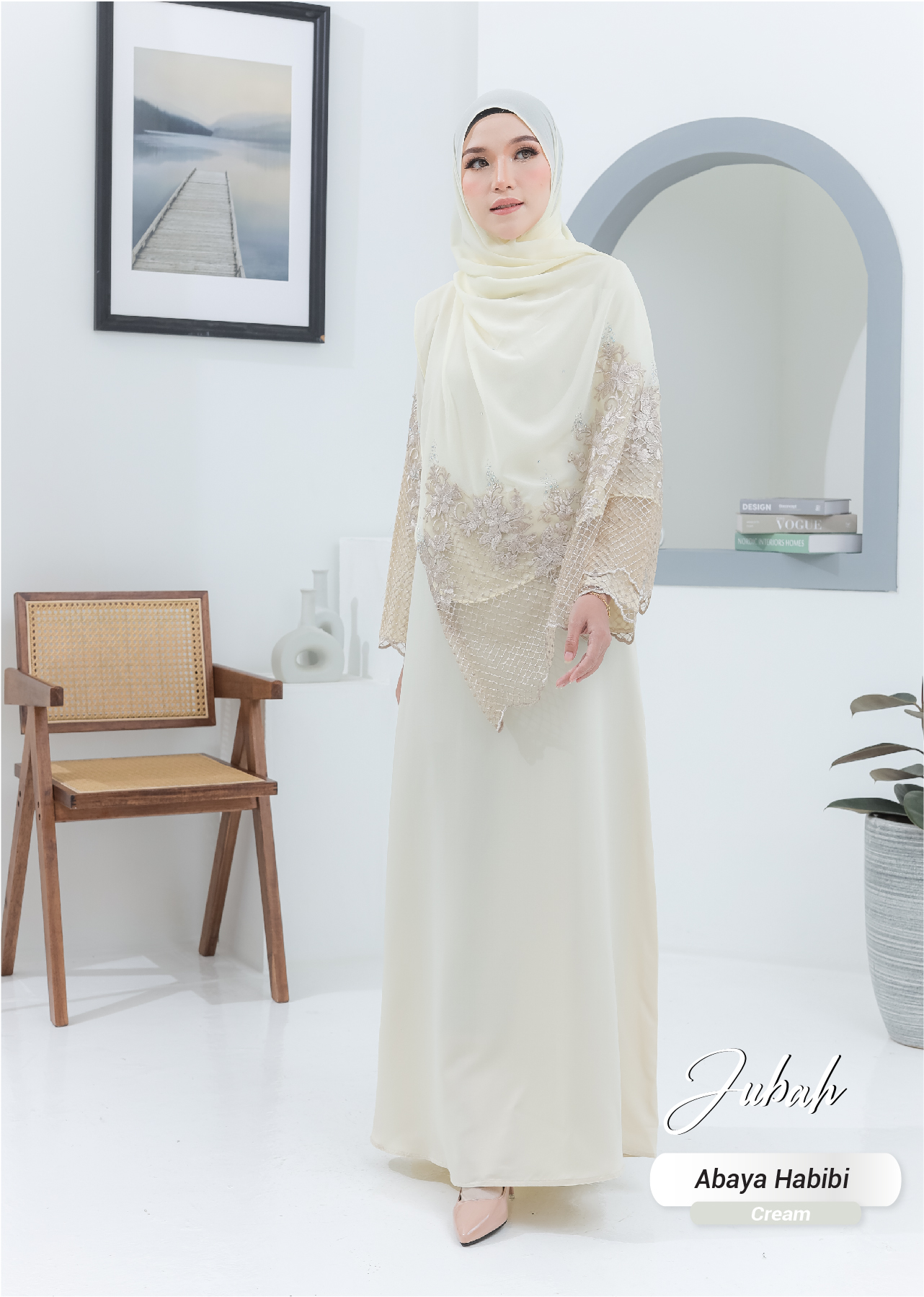 JUBAH ABAYA HABIBI CREAM - Habibi
