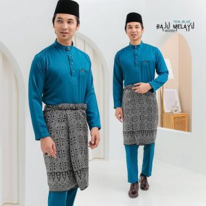 Baju Melayu Sakura Teal Blue