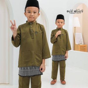 Baju Melayu Kids Olive Green